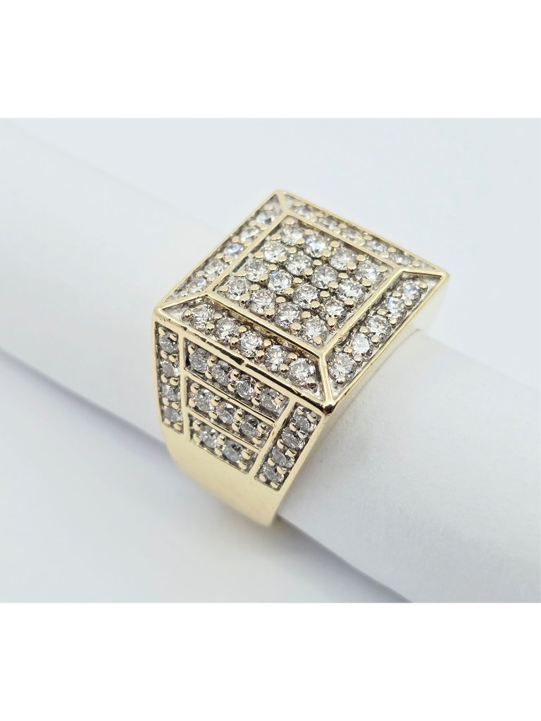 Unique 10k Karat Solid Yellow Gold Designer Mens Diamond Cluster Ring  Size 10